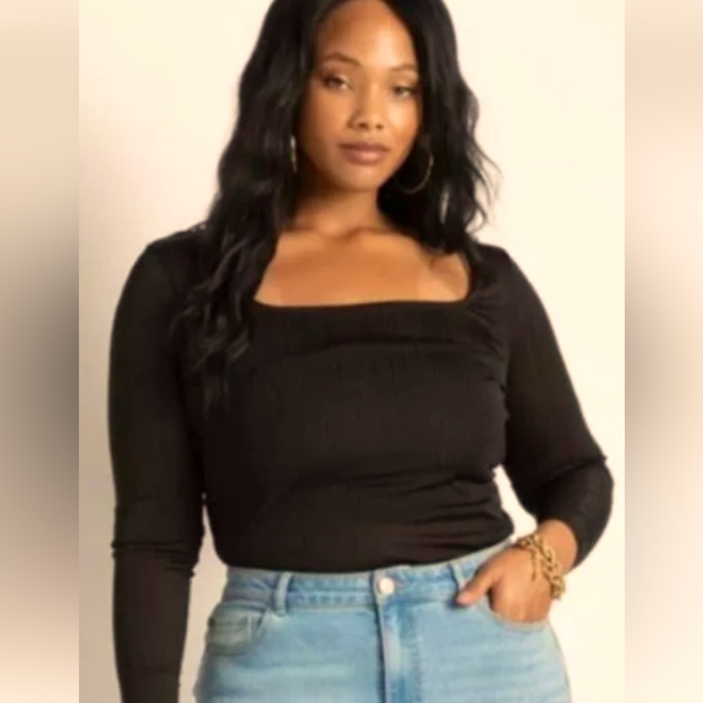 Eloquii Square Neck Ribbed Top